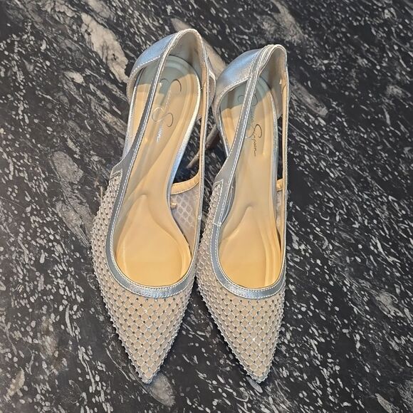 BRAND NEW JESSICA SIMPSON ELEGANT JEWEL STUDDED POINTED TOE STILETTO  SANDAL G1 - Picture 2 of 14